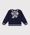 Children's bow pattern wool and cotton jumper blue/beige