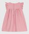 Babies' sleeveless plain cotton dress with embroidered details on the collar CHARME pink
