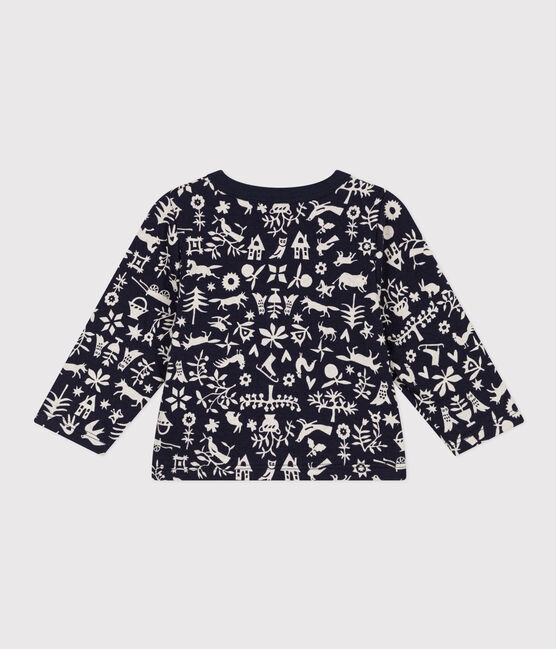 Babies' Patterned Quilted Tube Knit Cardigan SMOKING blue/AVALANCHE