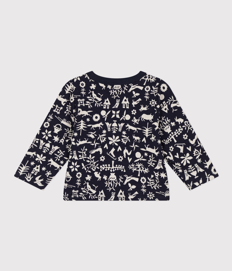 Babies' Patterned Quilted Tube Knit Cardigan blue/ecru