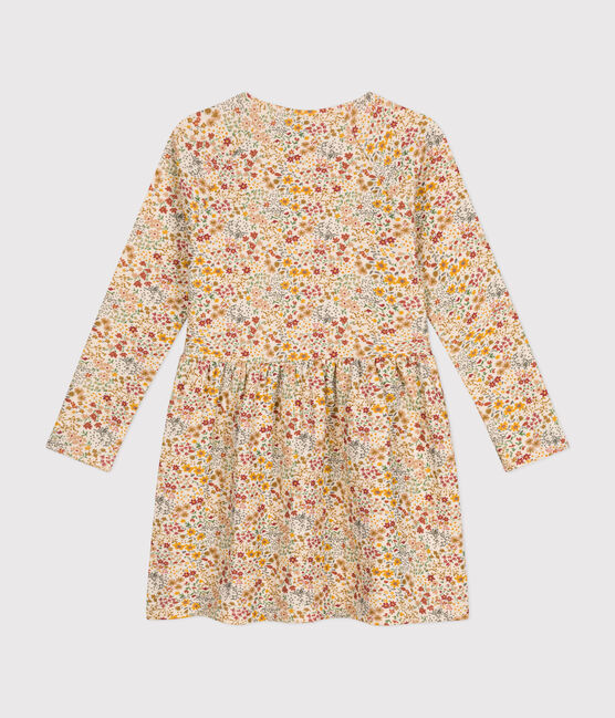 Little girls' long-sleeved tube knit dress AVALANCHE white/MULTICO