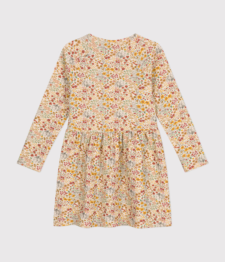 Little girls' long-sleeved tube knit dress Ecru/multicolor