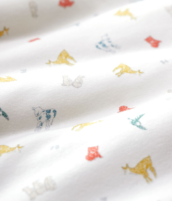 Babies' Colourful Animal Patterned Organic Cotton Sleeping Bag MARSHMALLOW white/MULTICO white