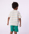 Children's short-sleeved stripy cotton T-shirt white/multicolor