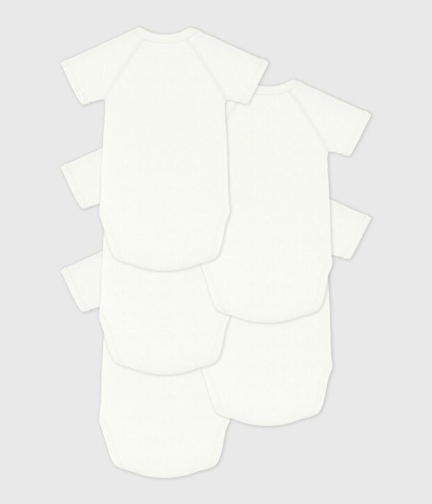 Pack of babies' plain cotton short-sleeved crossover bodies multicolor