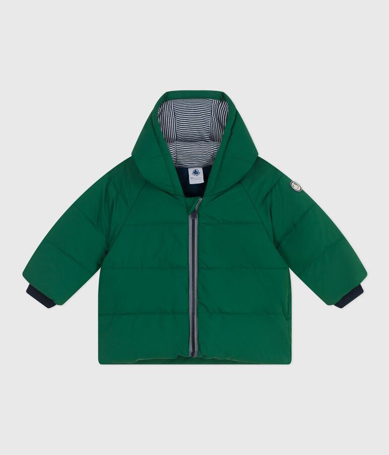 Babies' puffer jacket in plain polyester green