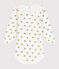 Babies' Long-Sleeved Patterned Cotton Bodysuit With Ruff Collar MARSHMALLOW white/MULTICO white