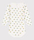 Babies' Long-Sleeved Patterned Cotton Bodysuit With Ruff Collar