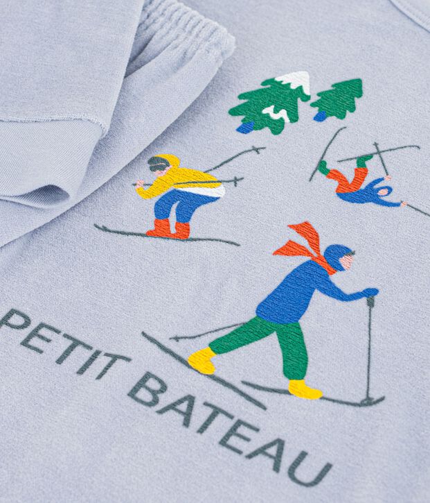 Children's plain velour pyjamas with a skier motif POLAIRE