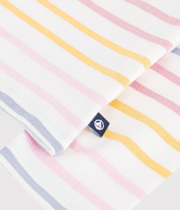 Babies' cotton Breton top white/multicolor