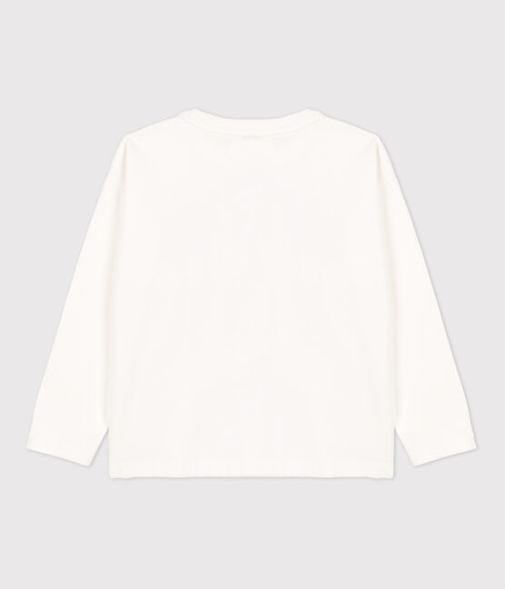 Girls' Long-sleeved Cotton T-Shirt MARSHMALLOW white