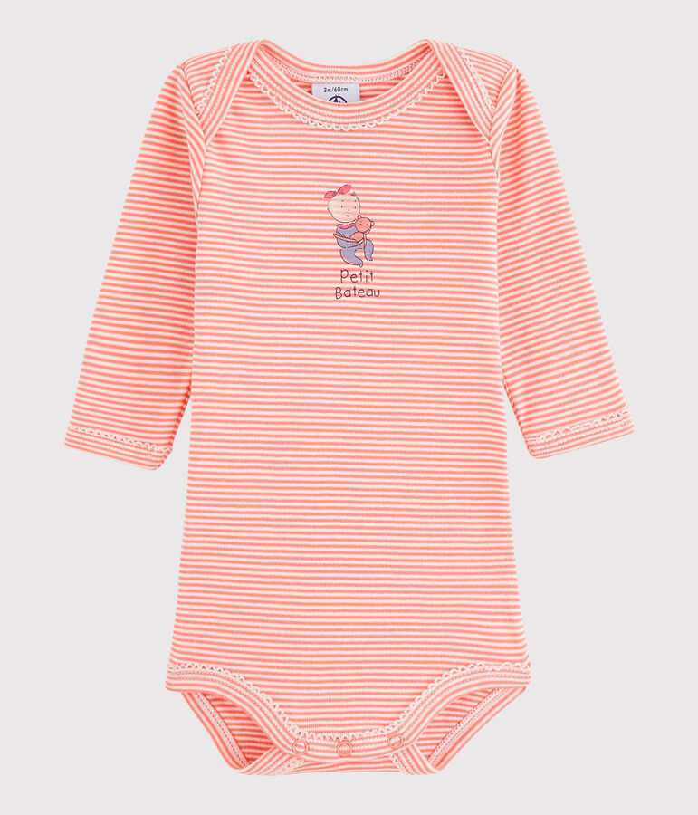 Baby Girls' Long-Sleeved Bodysuit orange/white