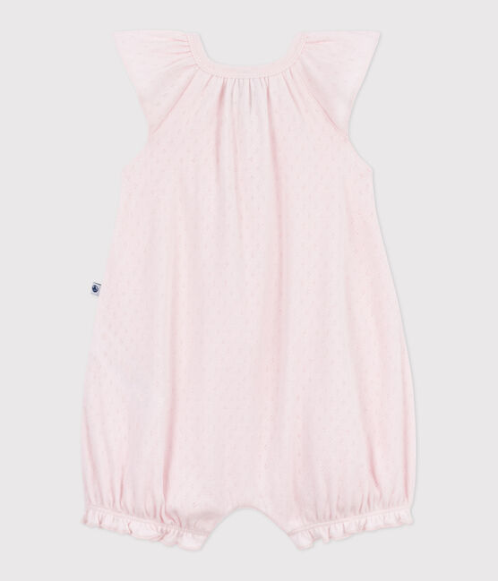 Babies' short plain cotton jumpsuit FLEUR pink