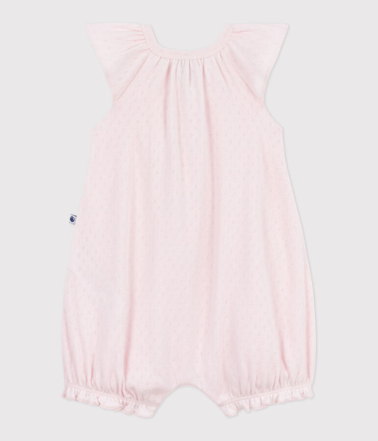 Babies' short plain cotton jumpsuit FLEUR pink