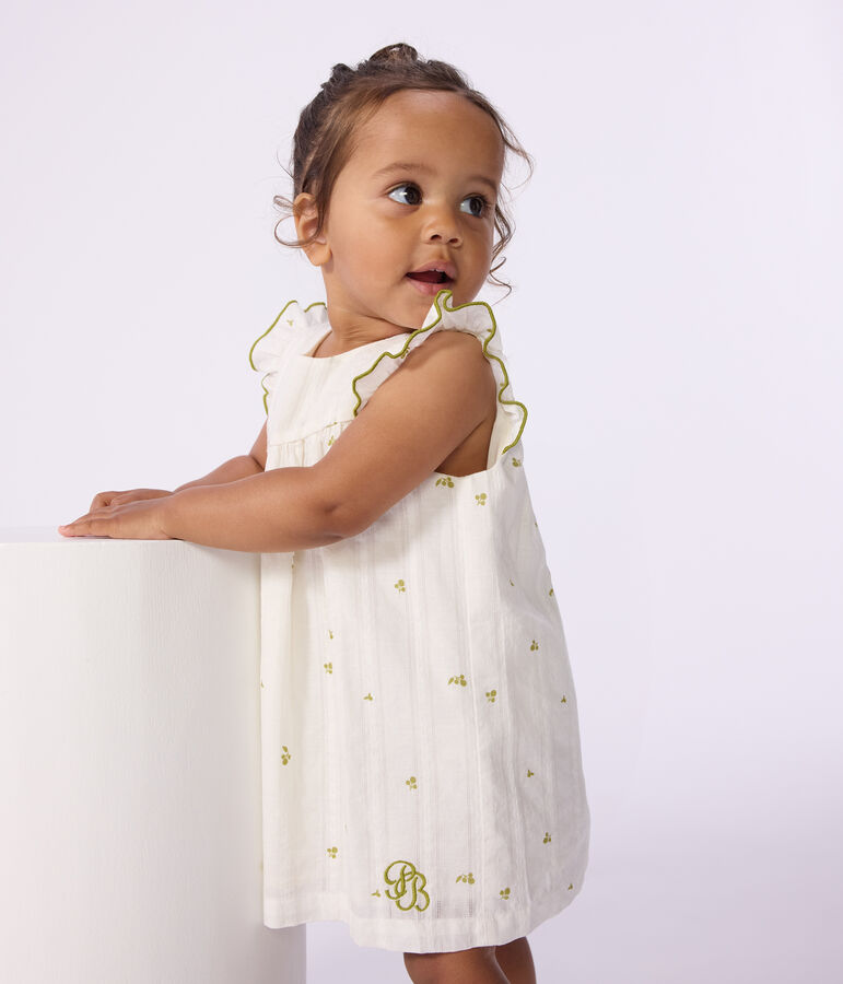 Babies' sleeveless floral print cotton dress green/green