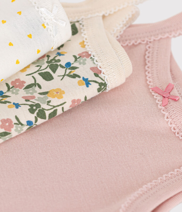 Babies' Floral Cotton Bodysuits with Straps - 3-Pack multicolor