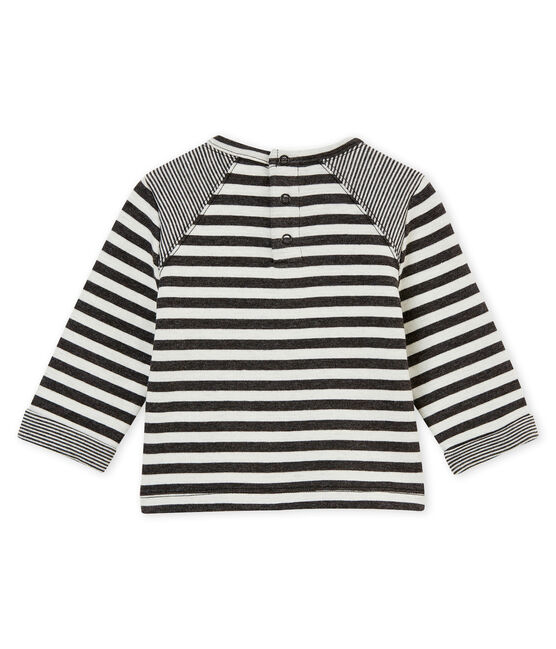Baby boy's striped T-shirt CITY black/MARSHMALLOW white