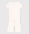 Girls' Heart Pattern Cotton Pyjamas MARSHMALLOW white/PAPAYE