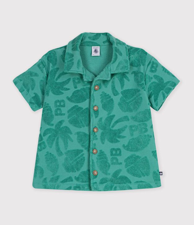 Children's short-sleeved cotton shirt green