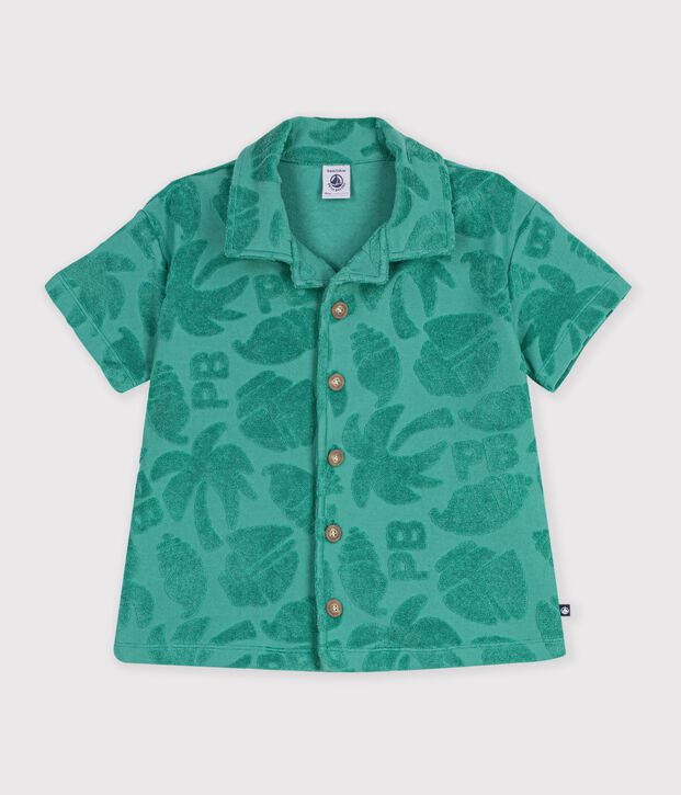 Children's short-sleeved cotton shirt green