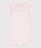 Babies' plain cotton body with a collar BARELY pink
