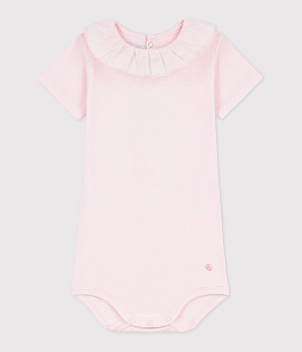 Babies' plain cotton body with a collar BARELY