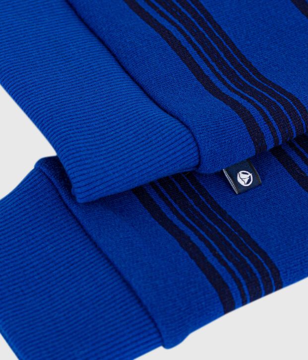 Children's stripy cotton sweatshirt blue/blue