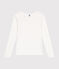 Women's plain long-sleeved iconic rib knit T-shirt ECUME white