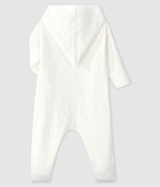 Babies' Long Jumpsuit in Quilted Tube Knit MARSHMALLOW white