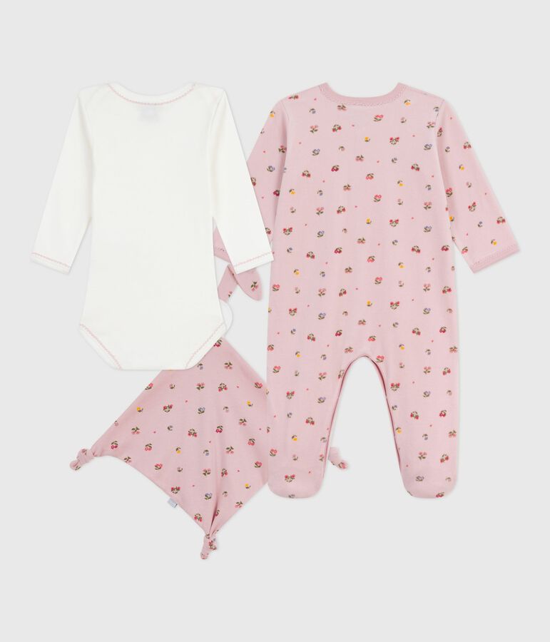 Babies' floral-print velour gift set multicolor