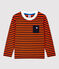 Boys' Long-Sleeved Cotton T-Shirt SMOKING blue/CAROTTE