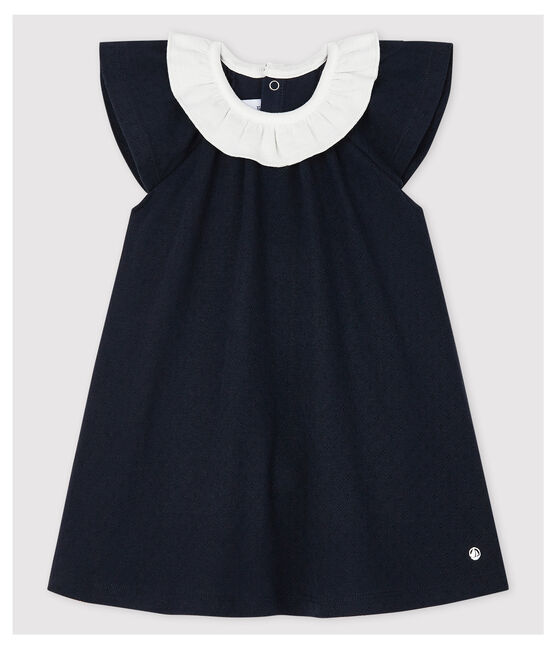 Baby Girls' Ribbed Bodysuit with Collar SMOKING blue