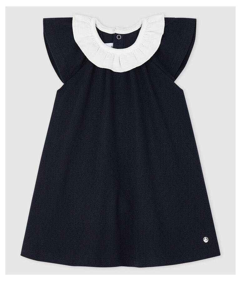 Baby Girls' Ribbed Bodysuit with Collar blue