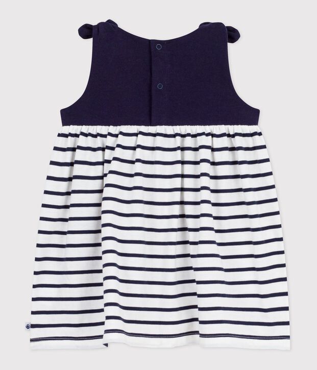 Babies' sleeveless stripy cotton dress blue/white