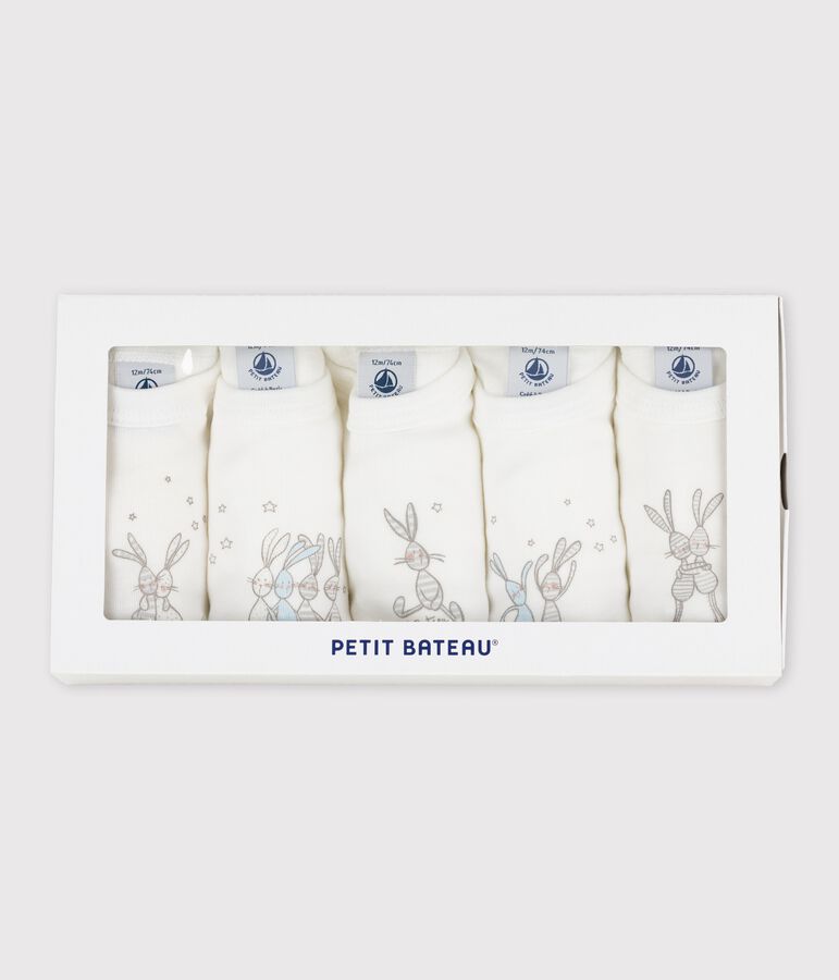 Babies' Rabbit Themed Long-Sleeved Cotton Bodysuits - 5-Pack multicolor