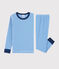 Boys' Blue Pinstriped Ribbed Pyjamas RUISSEAU blue/MARSHMALLOW white
