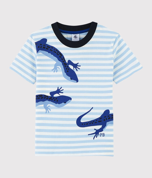 Boys' Short-Sleeved Jersey T-Shirt blue/white