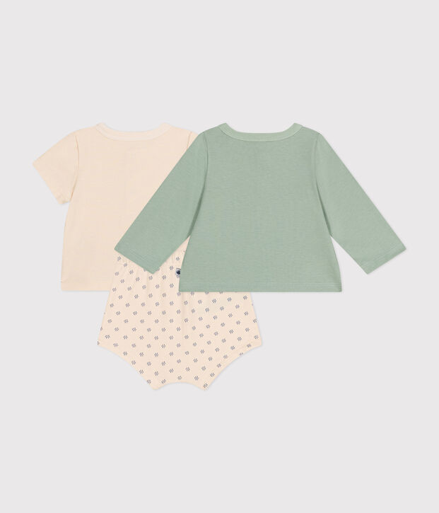 Babies' Lightweight Jersey Outfit - 3-Piece Set Ecru/multicolor