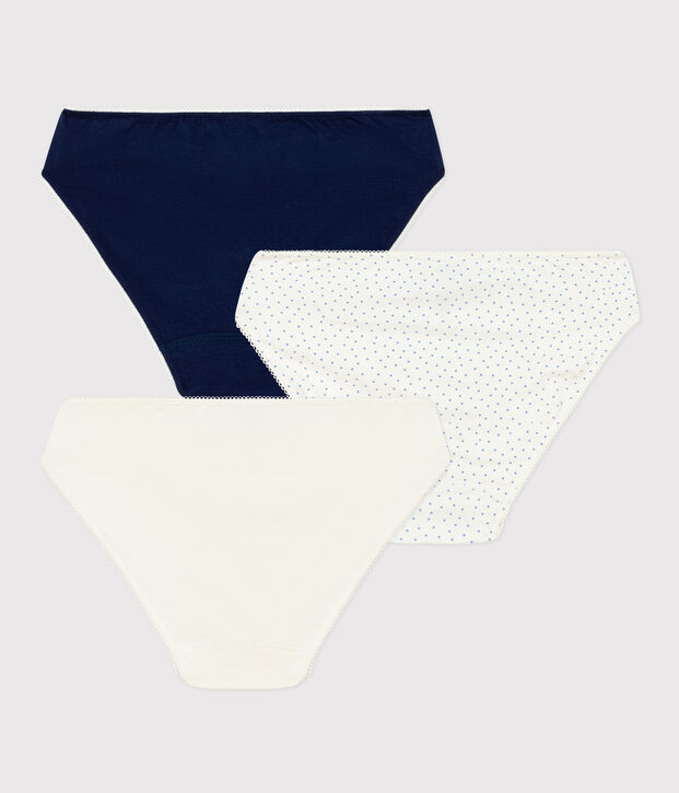 Girls' Spotted Cotton and Elastane Briefs - Pack of 3 multicolor