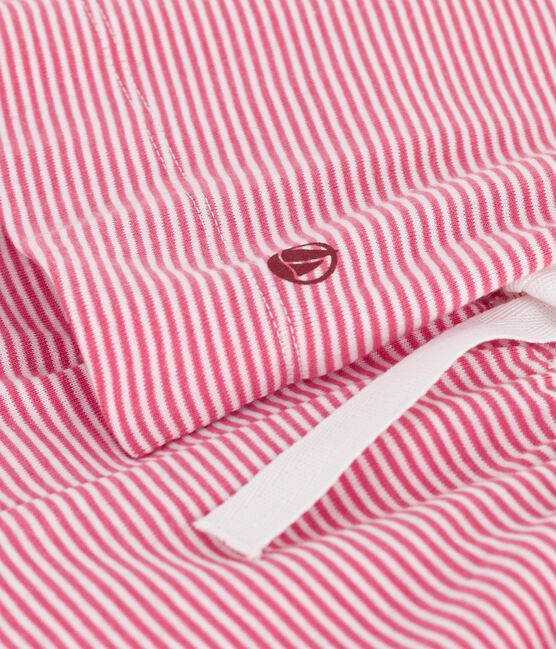 Children's cotton pyjamas with short sleeves and wide stripy legs PEONIA pink/MARSHMALLOW