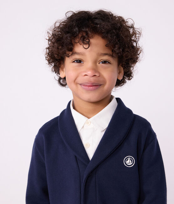Children's plain cotton cardigan SMOKING blue