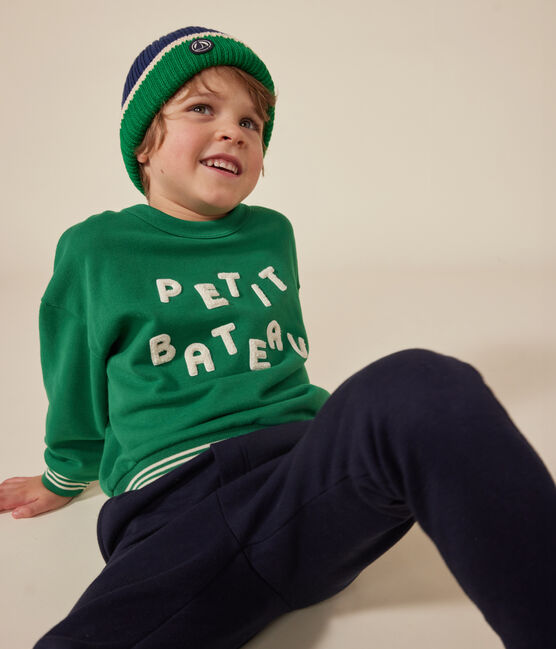 Fleece sweatshirt for girls or boys JARDIN green