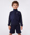 Children's zipped stand-up collar sweatshirt in plain cotton SMOKING blue