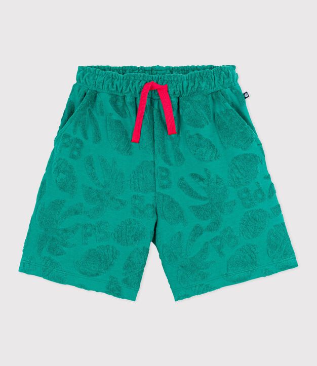 Children's printed cotton Bermuda shorts green