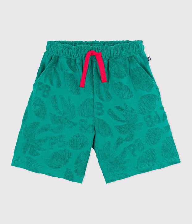 Children's printed cotton Bermuda shorts green