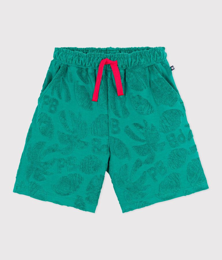 Children's printed cotton Bermuda shorts green