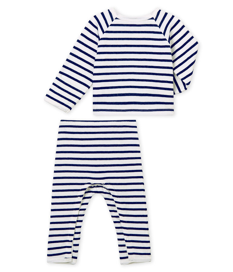 Unisex Babies' Tube-Knit Pyjamas white/blue