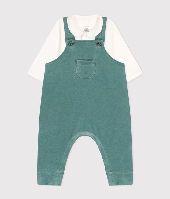 Babies' Velour Dungarees and Bodysuit BRUT green