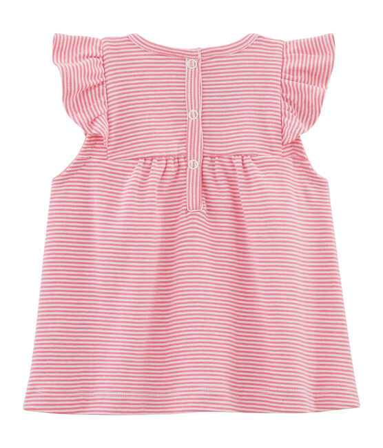 Baby girls' striped blouse JOUE pink/ECUME white