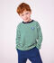 Children's long-sleeved stripy T-shirt green/beige/green